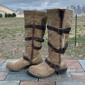 Geirson Brown Boots with Zipper/Straps